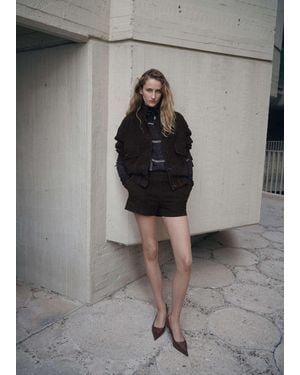 Mango Sienna - veste en daim véritable - chocolat - Gris