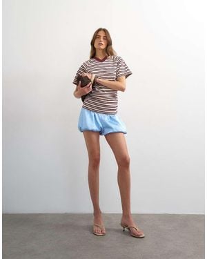 TOPSHOP Micro V-Neck Ruched Side Tee - Red
