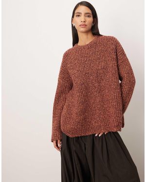 ARRANGE Neppy Knit Merino Rich Curved Hem Jumper - Red