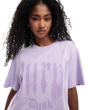 Monki Oversized T-shirt With Front Print - Purple