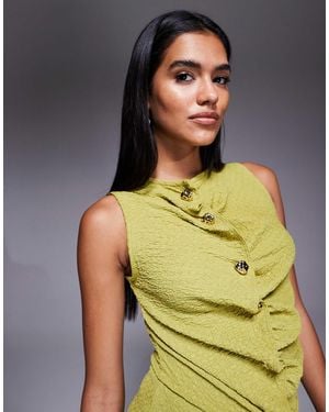 River Island Textured Button Front Top - Green