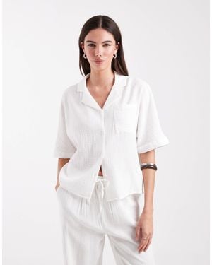 ONLY Cheesecloth Button Down Shirt Co-ord - White