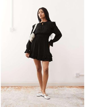 Reclaimed Vintage Mini Dress With Shirred Waist And Ruffles - Natural