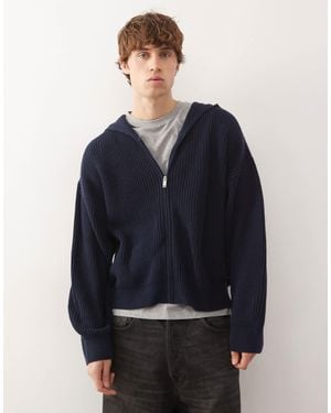 Collusion Knitted Boxy Hoodie - Blue