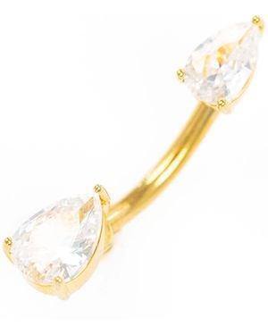Lovisa – vergoldetes bauchnabelpiercing aus titan mit zwei zirkonia-steinen - Weiß