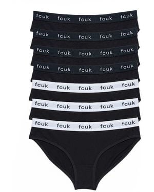 French Connection Multi 7 Pack Cotton Fcuk Ladies Briefs - Black