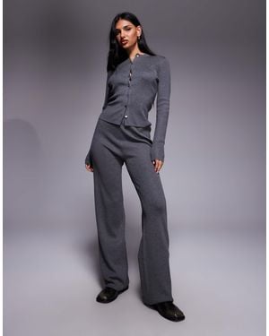 Kaiia Exclusive Fine Knit Wide Leg Pants - Blue