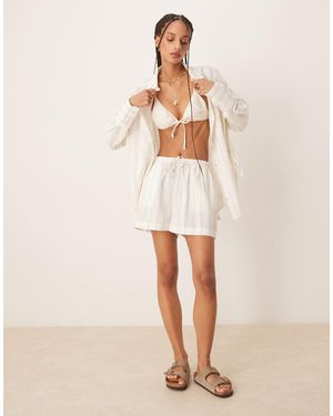 ASOS Belle Beach Short With Linen - Natural