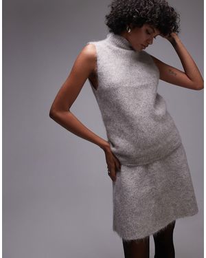 SELECTED Femme - pull sans manches en maille à col montant - Gris