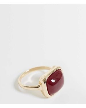 ASOS Asos Design Curve Ring With Square Burgundy Resin Stone - Pink