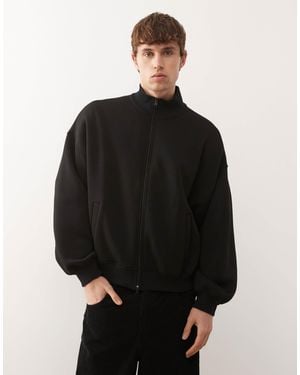 Collusion Boxy Zip Through Funnel Sweat - Black