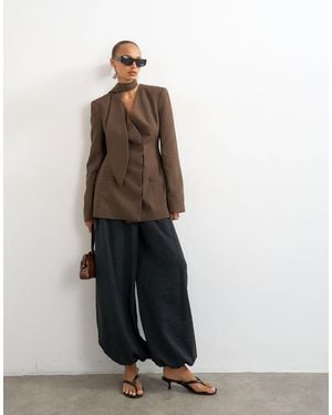 TOPSHOP Scarf Detail Blazer - Brown