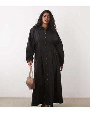ASOS Asos Design Curve Cinched Detail Maxi Shirt Dress - Black