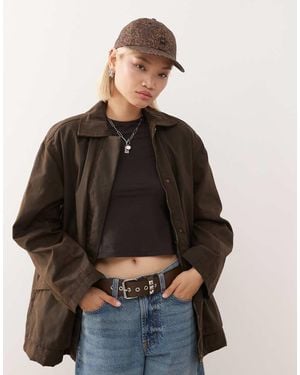 Weekday Oversized Wax Barn Jacket - Black
