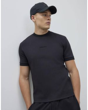 River Island Slim Fit Embossed Mcmxi T-Shirt - Blue