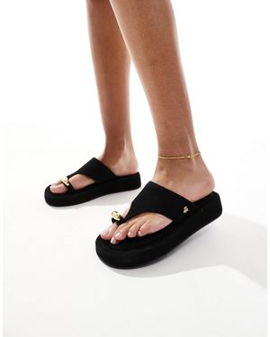 4th & Reckless Gold Toe Ring Detail Platform Sandals - Black