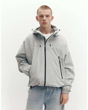 Pull&Bear Lightweight Hooded Raincoat - Grey