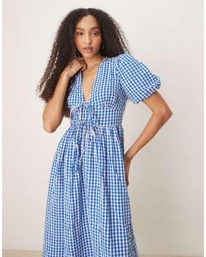 Nobody's Child Scottie Puff Sleeve Midi Dress - Blue