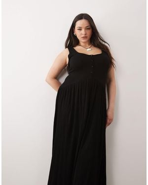 ASOS Asos Design Curve Crinkle Button Through Midi Dress - Black
