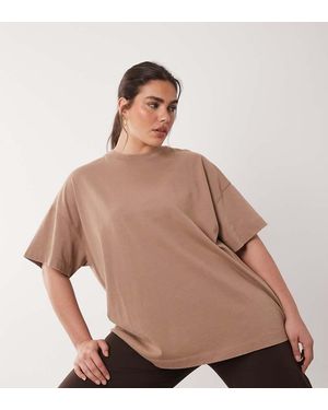4505 Curve Icon Heavyweight Cotton Oversized T-shirt With Quick Dry Finish - Brown