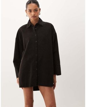 ASOS Vestito Camicia Corto Oversize - Nero