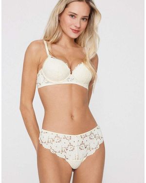 Tezenis Ivory Bloom Lace Brazilian Briefs - Natural