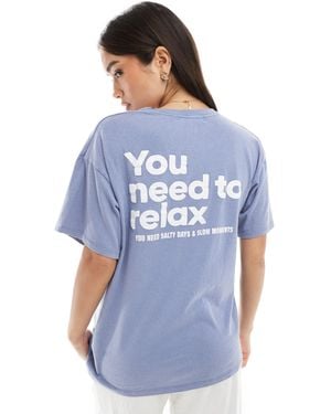 Pull&Bear Relax Graphic Tee - Blue