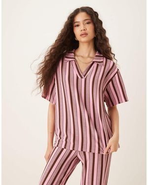 ASOS – kurzärmliges, gestreiftes rugby-top - Rot