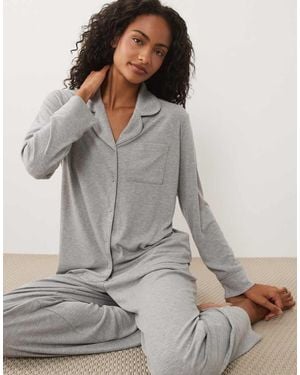 Brave Soul Pyjama's Van Zachte Stof Met Knoopsluiting En Broek - Grijs