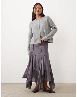 ASOS Asos design petite asymmetrischer midirock mit nahtdetails - Grau