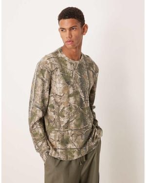 Abercrombie & Fitch Long Sleeve Waffle Top - Natural