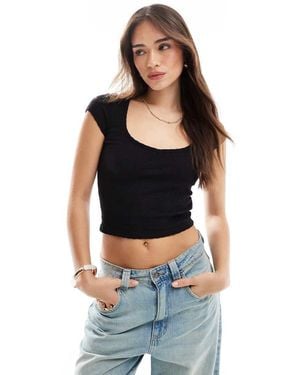 Cotton On Hailey Textured Short Sleeve Tee - Black