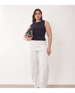 ASOS Vaqueros Blancos De Corte Slim Barrel De Asos Design Curve - Azul