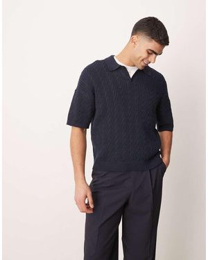 ASOS Polo Squadrata A Coste Vestibilità Comoda - Blu