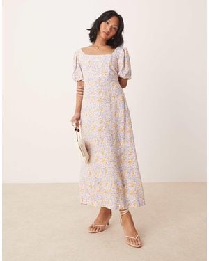 Nobody's Child Petite Lara Puff Sleeve Midi Dress - Natural