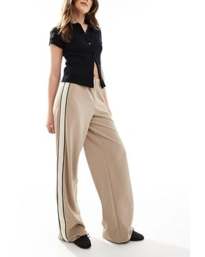 Vero Moda Loose Pull On Trousers With Side Stripe - Natural