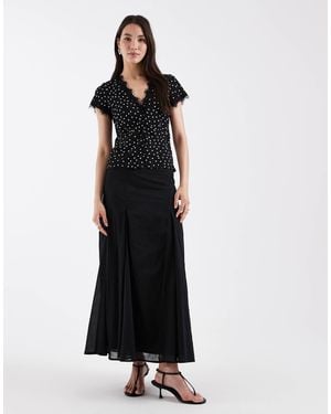 ASOS Cotton Godet Maxi Skirt - Black