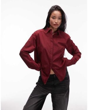 ASOS Dipped Hem Shoulder Pad Shirt - Red