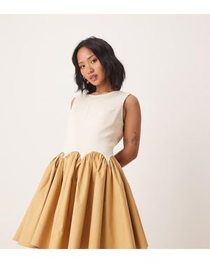 Never Fully Dressed Petite Contrast Drop Hem Mini Dress - Natural