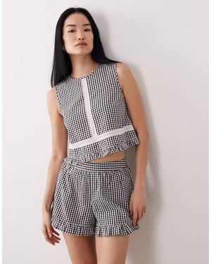 Wednesday's Girl Co-ord Sleeveless Smock Top With Broderie Detail - Grey
