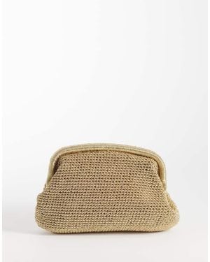 Mango Woven Clutch Bag - Natural