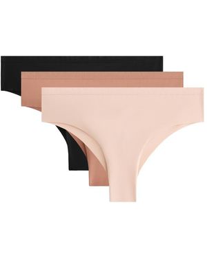 Oysho 3 Polyamide Blend Logo Brazilian Briefs - Natural