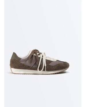 Oysho Running-Style Trainers With Combined Split-Leather - Brown