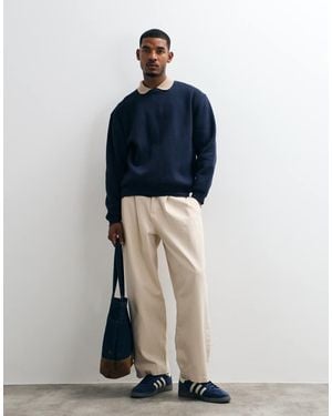 ASOS Sudadera Relajada De Doble Capa Con Cruce En Azul Marino