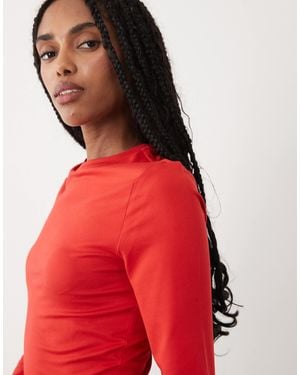 Miss Selfridge Sculpted Long Sleeve Tshirt - Red