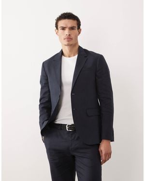 Jack & Jones Premium Co-ord Pure Linen Slim Suit Jacket - Blue