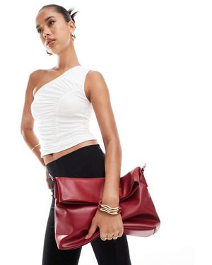 Glamorous Bolso Clutch Flexible Extragrande Con Correa Bandolera Extraíble De - Rojo