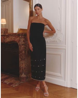 4th & Reckless Structured Bandeau Embellished Hem Maxi Dress - Brown