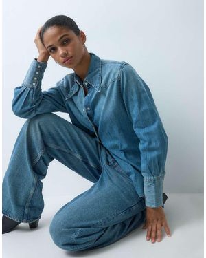 Wrangler Overhemd Met Dramakraag - Blauw