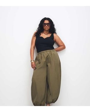 ASOS Asos Design Curve Cotton Nylon Blend Pull On Balloon Trousers - Green